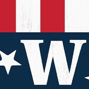 36" Red White And Blue Solid Wood Patriotic Welcome Porch Sign