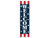 36" Red White And Blue Solid Wood Patriotic Welcome Porch Sign