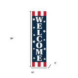 36" Red White And Blue Solid Wood Patriotic Welcome Porch Sign
