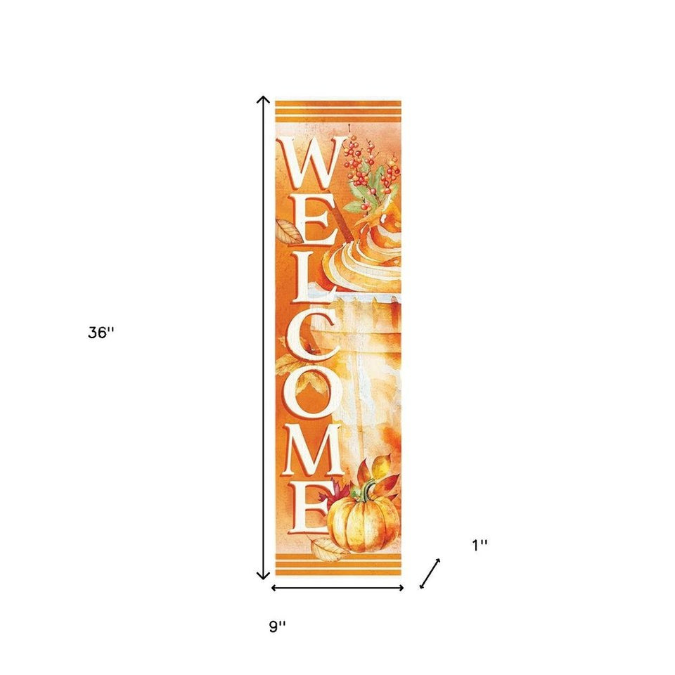 36" Orange Solid Wood Welcome Leaves Porch Sign