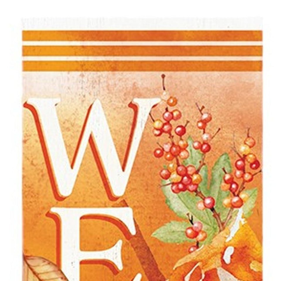 36" Orange Solid Wood Welcome Leaves Porch Sign