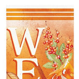 36" Orange Solid Wood Welcome Leaves Porch Sign