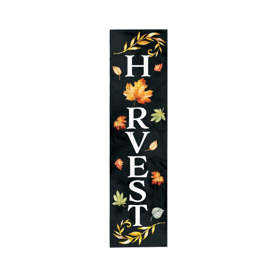 36" Black And Orange Solid Wood Harvest Leaves Porch Sign