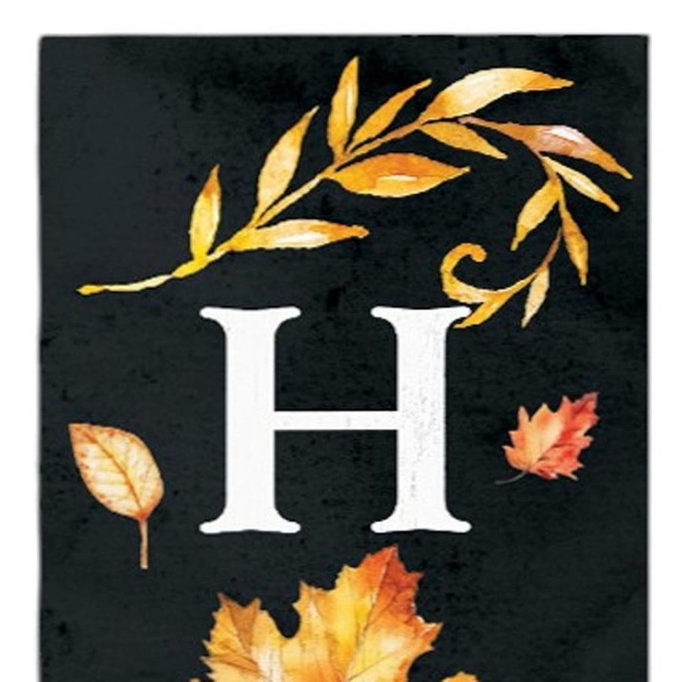 36" Black And Orange Solid Wood Harvest Leaves Porch Sign