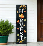 36" Black And Orange Solid Wood Harvest Leaves Porch Sign