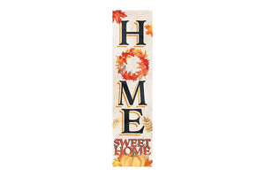 36" Black Off White And Orange Solid Wood Home Sweet Leaves Porch Sign