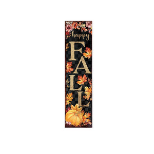 36" Black And Orange Solid Wood Happy Fall Leaves Porch Sign