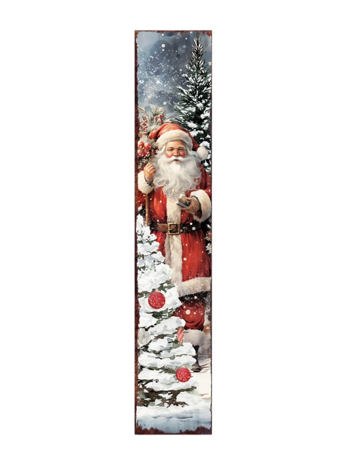 48" Red And White Solid Wood Christmas Santa Porch Sign