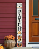 72" Black Orange And White Solid Wood Welcome Halloween Jack-O-Lantern Porch Sign