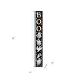 72" Black White And Orange Halloween Ghost Solid Wood Porch Sign