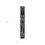 72" Black And White Solid Wood Beware Halloween Ghost Porch Sign