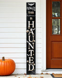 72" Black And White Solid Wood Beware Halloween Ghost Porch Sign