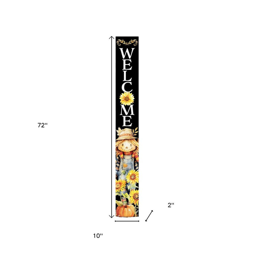 72" Black White Yellow And Orange Solid Wood Porch Sign