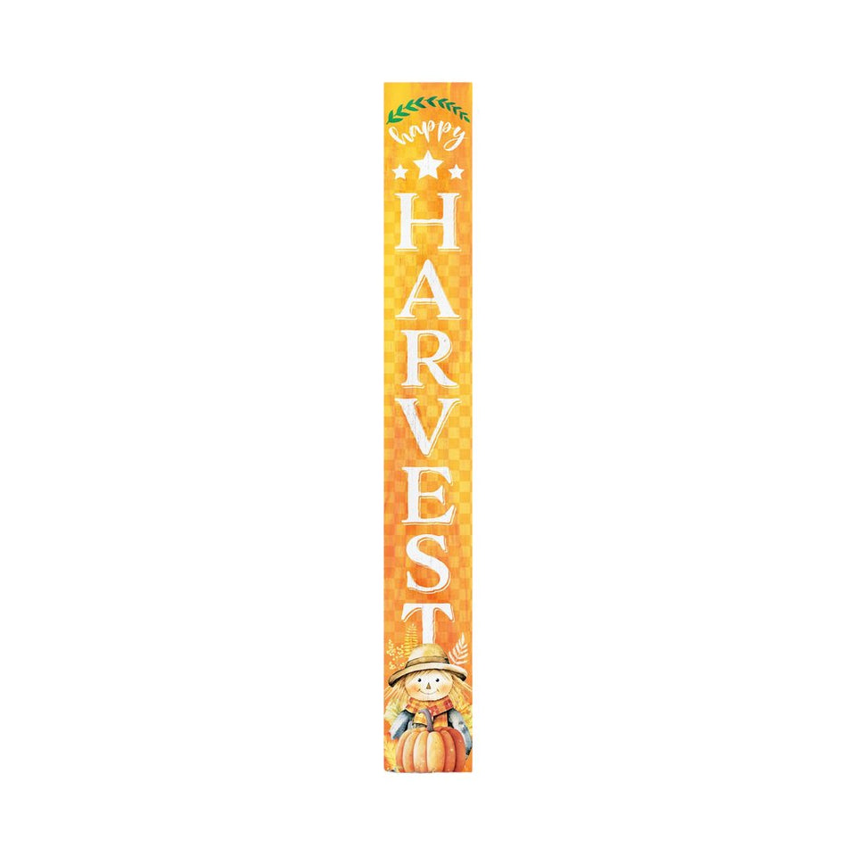 72" Orange Solid Wood Happy Harvest Scarecrow Porch Sign