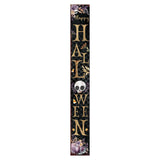72" Black Gold And Purple Solid Wood Halloween Halloween Skull Porch Sign