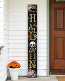 72" Black Gold And Purple Solid Wood Halloween Halloween Skull Porch Sign