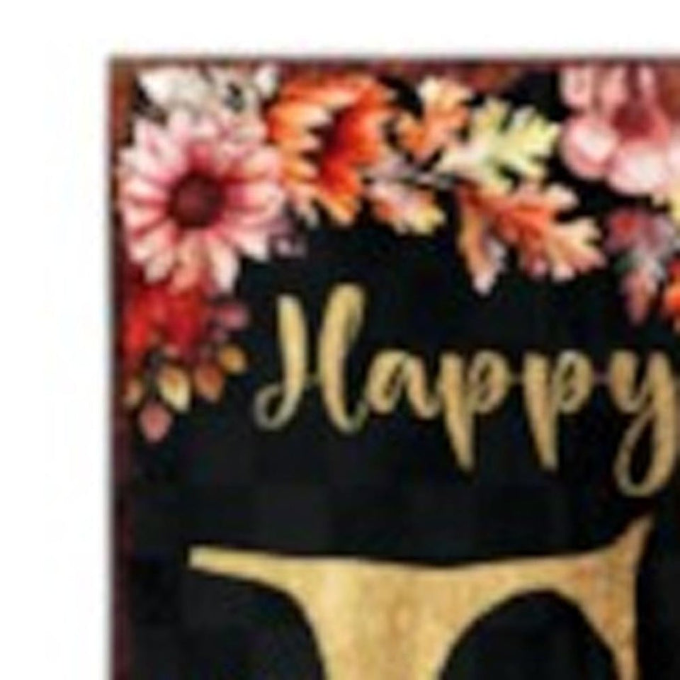 72" Black Gold And Orange Solid Wood Happy Fall Porch Sign