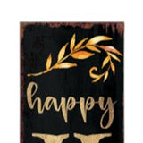 72" Black Gold And Orange Solid Wood Happy Harvest Pumpkin Porch Sign