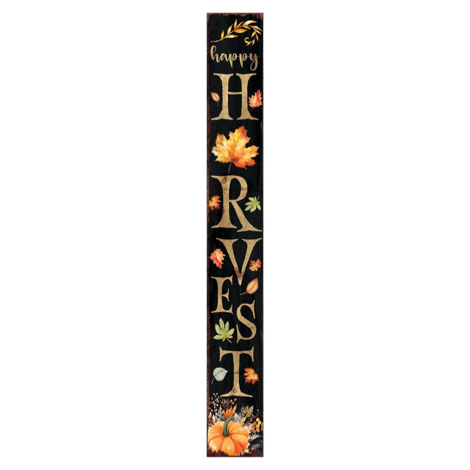 72" Black Gold And Orange Solid Wood Happy Harvest Pumpkin Porch Sign