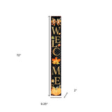 72" Black Gold And Orange Solid Wood Welcome Porch Sign
