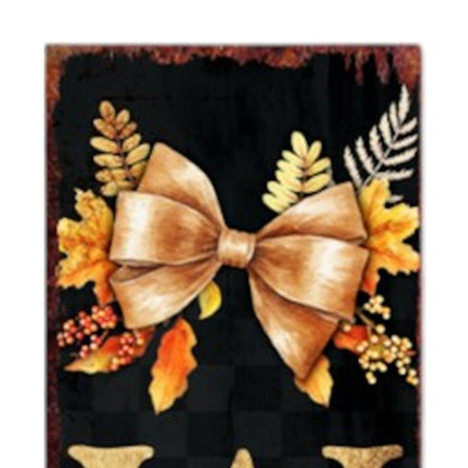 72" Black Gold And Orange Solid Wood Welcome Porch Sign