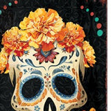 72" Black Gold And Orange Solid Wood Bienvenidos Skull Porch Sign