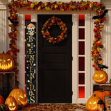 72" Black Gold And Orange Solid Wood Bienvenidos Skull Porch Sign