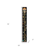 72" Black Gold And Orange Solid Wood Bienvenidos Skull Porch Sign