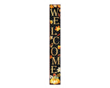 72" Black Gold And Orange Solid Wood Welcome Leaves Porch Sign