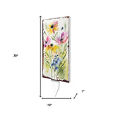 30" Blue Pink White And Yellow Solid Wood Wildflowers Garden Stake