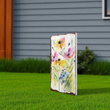 30" Blue Pink White And Yellow Solid Wood Wildflowers Garden Stake