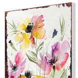 30" Blue Pink White And Yellow Solid Wood Wildflowers Garden Stake