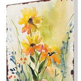 30" Green Pink White And Yellow Solid Wood Wildflowers Garden Stake