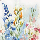 30" Blue Pink White And Yellow Solid Wood Watercolor Floral Garden Stake