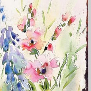 30" Blue Pink White And Yellow Solid Wood Wildflowers Garden Stake