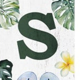 48" White And Green Solid Wood Summer Porch Sign