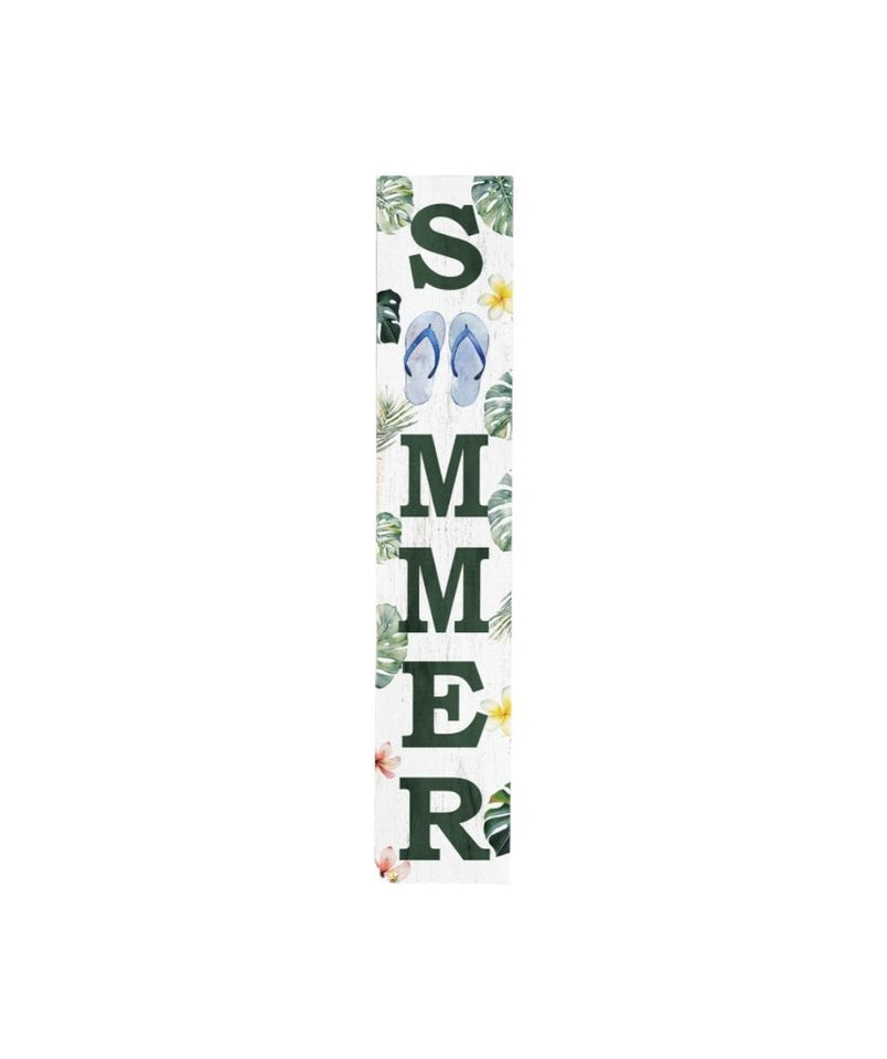 48" White And Green Solid Wood Summer Porch Sign