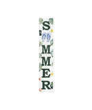 48" White And Green Solid Wood Summer Porch Sign
