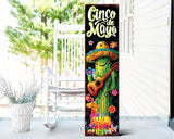 36" Black Green And Orange Solid Wood Cinco de Mayo Tree Porch Sign