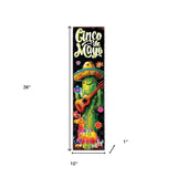 36" Black Green And Orange Solid Wood Cinco de Mayo Tree Porch Sign