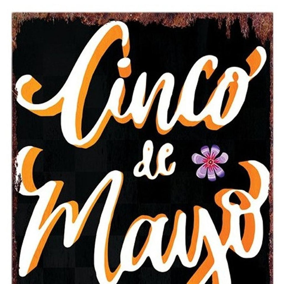 36" Black Red And Green Solid Wood Cinco de Mayo Tree Porch Sign