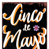 36" Black Red And Green Solid Wood Cinco de Mayo Tree Porch Sign