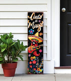 36" Black Red And Green Solid Wood Cinco de Mayo Tree Porch Sign