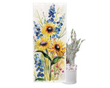 36" White Yellow Blue And Green White Solid Wood Sunflowers Porch Sign