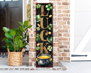36" Black Gold And Green St Patrick's Day Solid Wood Porch Sign
