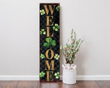 36" Black Gold And Green Solid Wood Welcome St Patrick's Day Porch Sign