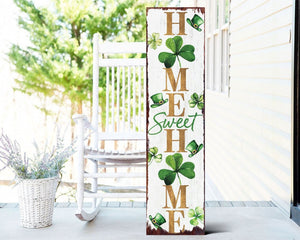 36" Gold Green And White Solid Wood Home Sweet St Patrick's Day Porch Sign