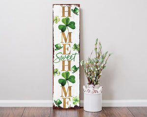 36" Gold Green And White Solid Wood Home Sweet St Patrick's Day Porch Sign