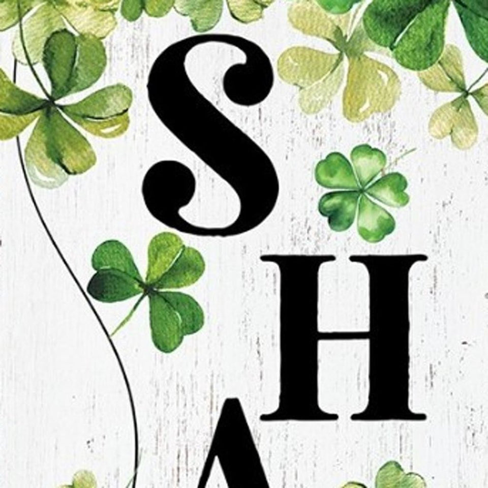36" Gold Green And White Solid Wood Hello St Patrick's Day Shamrock Porch Sign