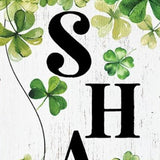 36" Gold Green And White Solid Wood Hello St Patrick's Day Shamrock Porch Sign
